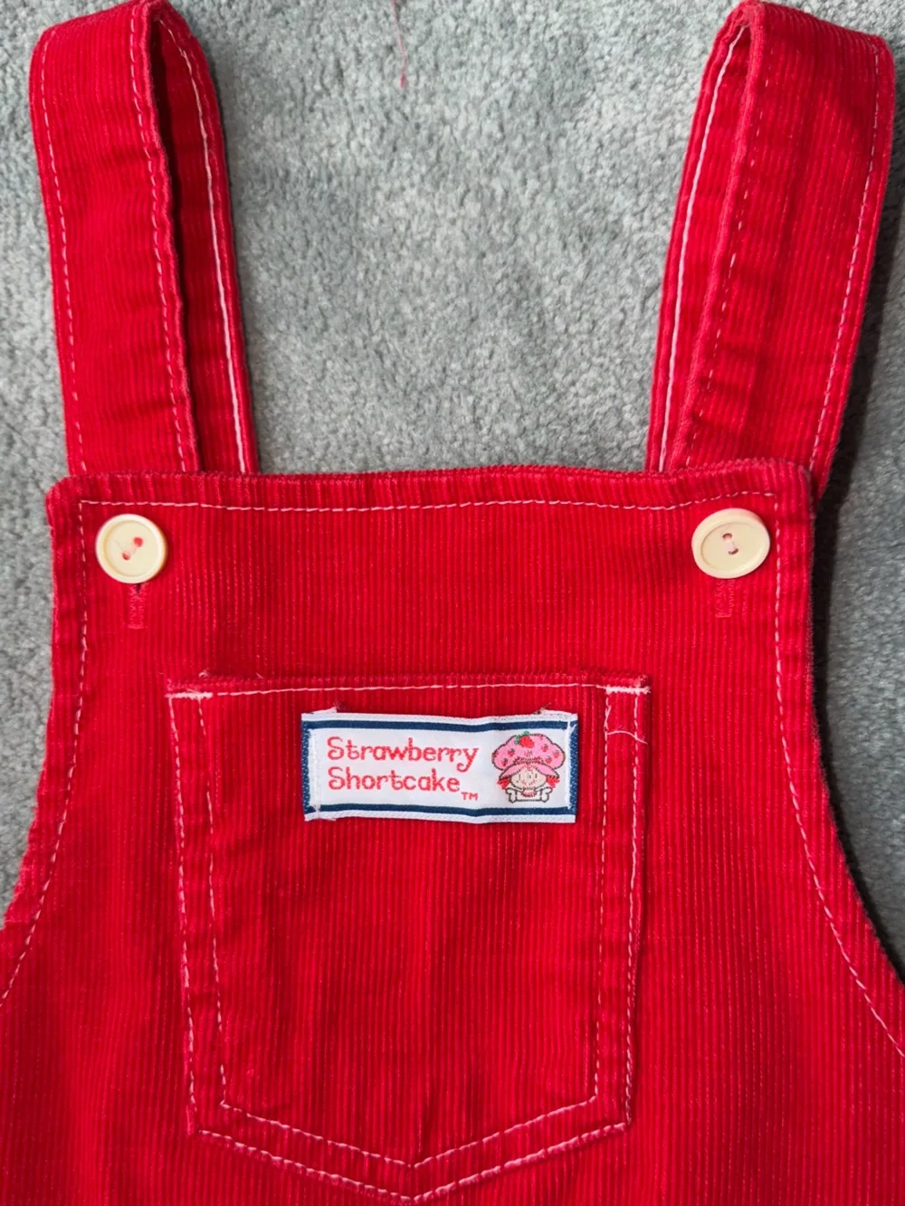 Vintage Strawberry Shortcake Vibrant Red Overalls MCMLXXX (1980)